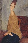 Amedeo Modigliani Jeanne Hebuterne with Yellow Sweater (mk39) oil on canvas